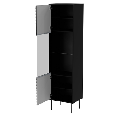 Vitrinë Cama Meble CORTINA, 53x40x182 cm, xham dhe dru, e zezë