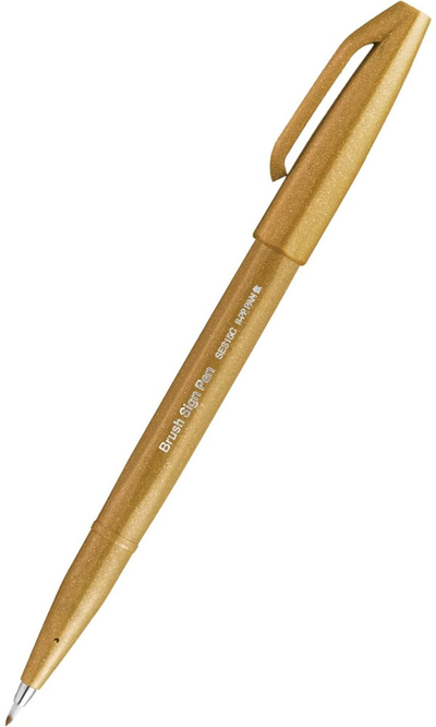 Stilolaps brushë Pentel Brush Sign SES15C-Y, majë e butë që përkulet, bojë me bazë uji, okër