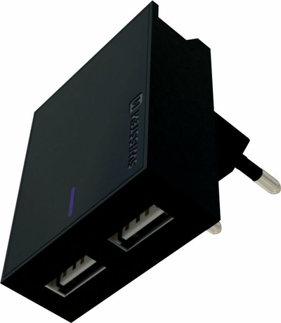 Karikues muri Swissten Lightning SMART IC, 2x USB 3A, me kabllo Lightning, i zi