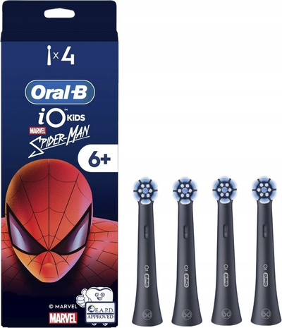 Koka zëvendësuese furçe dhëmbësh Oral-B iO Kids Spiderman, për fëmijë 6+, 4 copë, ngjyrë blu