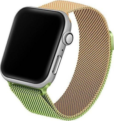 Rrip çeliku për Apple Watch Steel Collection, 38/40/41mm, mbyllje me magnet, jeshile me ari