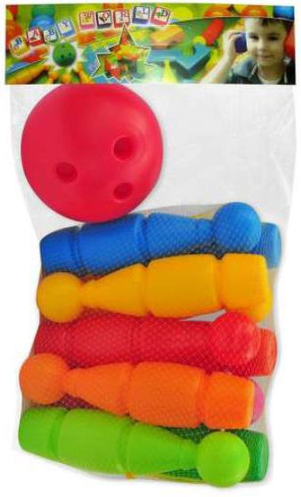 Сет боулинг за деца Maxi, 5 кегли, во ќеса, шарен