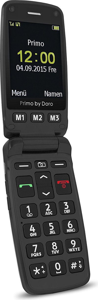 Telefoni Doro Primo 406, kapak, Single SIM 2G, zi argjendtë