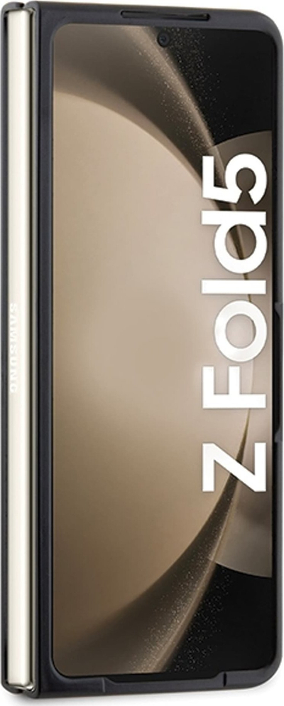 Kapak telefoni BMW Signature Logo Imprint për Samsung Galaxy Z Fold5, lëkurë e vërtetë, i zi