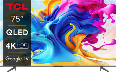 TV TCL QLED, 75", 4K UHD, Google TV, i zi