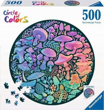 Puzzle Ravensburger 00822 Mushrooms, 500 pjesë, rrethor, shumëngjyrësh