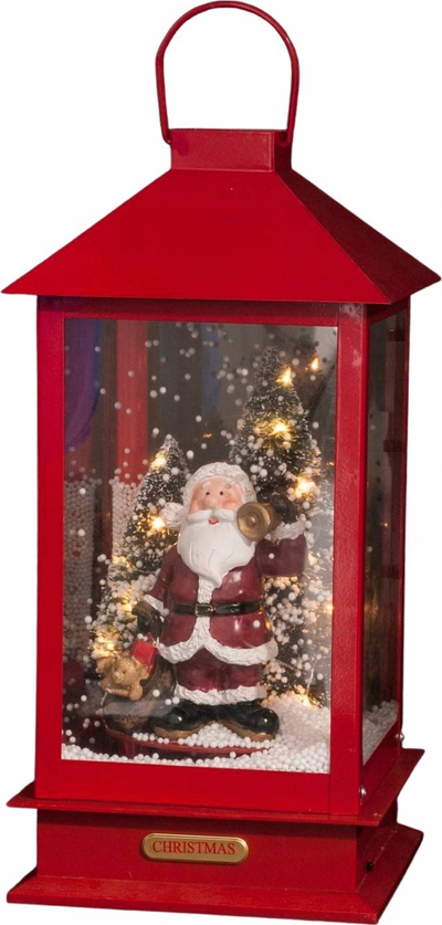 Декоративна LED светилка Fééric Lights, фенер Дедо Мраз, 38 cm, црвена
