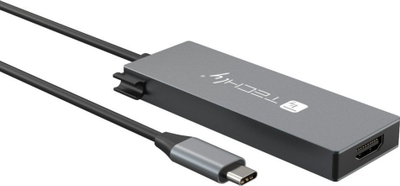 Dock USB për laptop Techly IUSB32C-HUB4HPD, USB 3.2 Gen 2, HDMI 4K, PD 100W, gri metalik