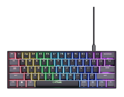 Играчка тастатура Trust GXT867 Acira 60% Mini US, механичка, со RGB осветлување, црна
