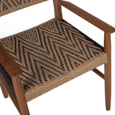 Karrige ngrënieje druri teak me litar sintetik 57×66×86 cm (HM9383.01)
