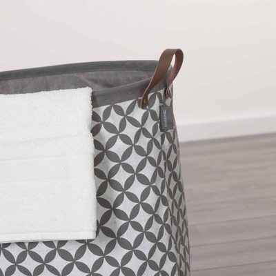 Shportë rrobash Sealskin Laundry Basket Diamonds, 60L, me doreza, gri me figura