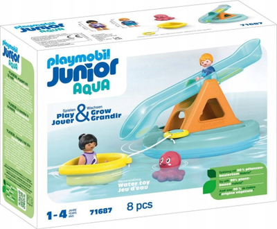 Lodër me uj Playmobil Junior Aqua Bathing Island 71687, me rrëshqitëse, për kalamaj 1+