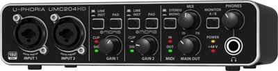 Interfejs audio USB Behringer U-Phoria UMC204HD, 2x4, 24-bit 192 kHz, i zi
