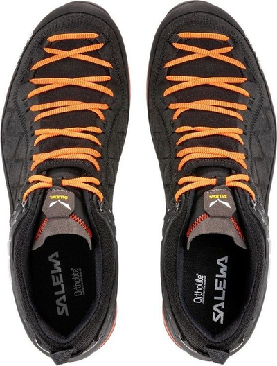 Këpucë hiking Salewa MTN Trainer 2 GTX, me membranë GORE TEX, Vibram, të zeza me portokalli, 42.5