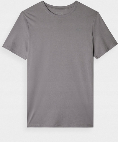 Bluzë burra 4F Plain T-Shirt With Logo, pambuk, me mëngë të shkurtra, gri e hapur