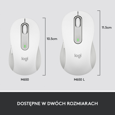 Maus Logitech M650, wireless, Bluetooth, USB, i bardhë dhe i hirt