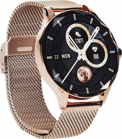 Smartwatch për gra Garett Viva, AMOLED, IP67, rozë gold