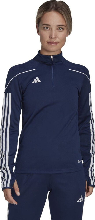 Bluzë stervitje për goca Adidas Tiro 23 League HS3483, me mëngë të gjata, me gjysmë zinxhir, blu e errët