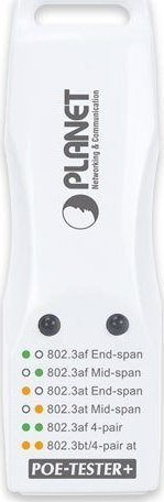 Testues PoE Planet PoE-TESTER+, IEEE 802.3bt/at/af, portë RJ45, i bardhë