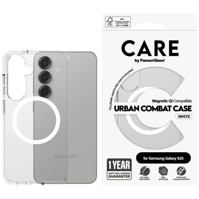 Mbulesë telefoni CARE by PanzerGlass Urban Combat, me magnet QI, për Samsung Galaxy S25, transparente