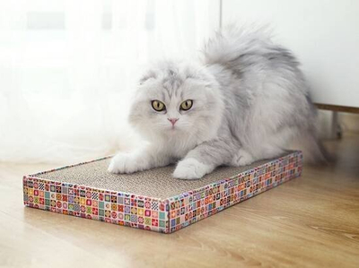 Dërrasë gërvishtëse për mace SportPet Cardboard Scratcher, karton, 45.7x25.4x3.8 cm, shumëngjyrëshe