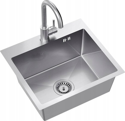 Lavaman kuzhine Quadron Luke 100, çelik inox, legen i vetëm, rubinet krom