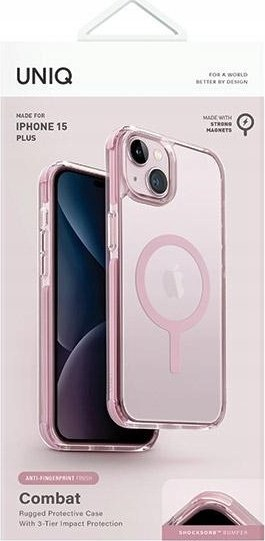 Mbrojtëse telefoni Uniq Combat Magclick, për iPhone 15 Plus 14 Plus, MagSafe, rozë