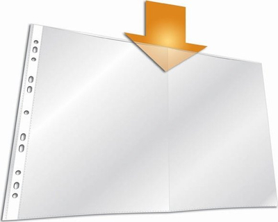 Futë dokumentesh DURABLE Document Sleeve A3, hapje lart, set 10 copë, transparente