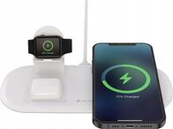 Bazë karikimi wireless Devia Triple, 15W, magnetike 3 në 1, e bardhë