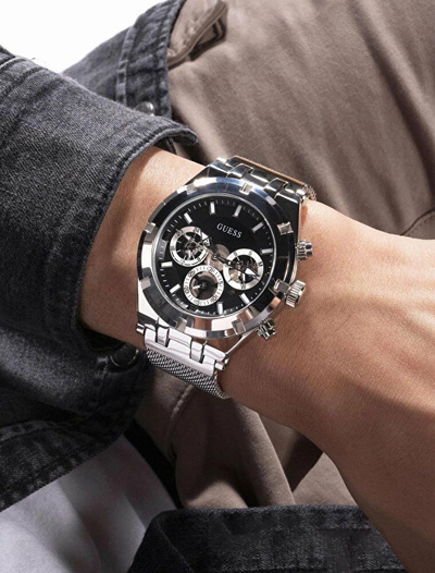 Orë për meshkuj Guess Continental GW0582G1, e argjendtë
