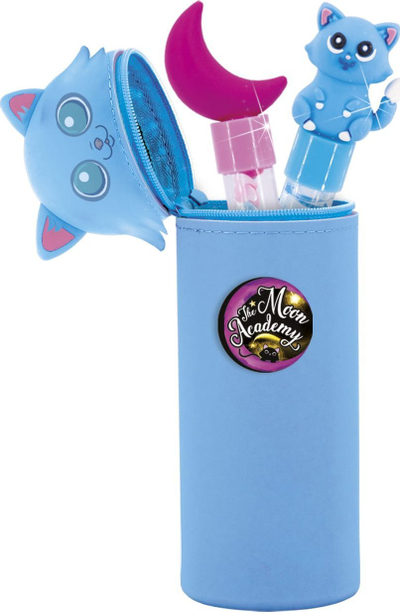 Set kreativ Lisciani The Moon Academy Moon Cat Case, 3 kuti silikoni, për personalizim stilolapsash, shumëngjyrësh