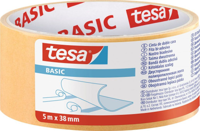 Shirit ngjitës dypalësh Tesa Double-sided Tape Basic, 5 m, 38 mm, transparent