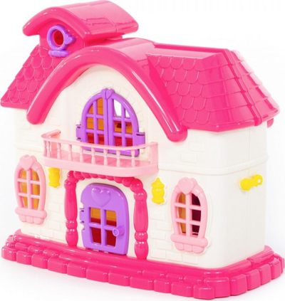 Shpi lodër POLESIE House 78254, 34x31x16 cm, me ballkon, rozë me të bardhë