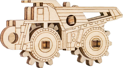 Set për me ndërtu me dru Eco Wood Art Mini Belaz Truck, model 3D mekanik, me rrota që lëvizin, ngjyrë druri natyrale
