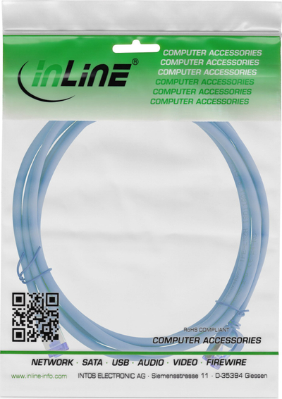 Kabllo rrjeti InLine Patch Cable Slim Cat.6A, S/FTP, 3m, blu