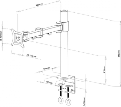 Mbajtëse Art Desk L-01 për monitor 13" - 27", e zezë