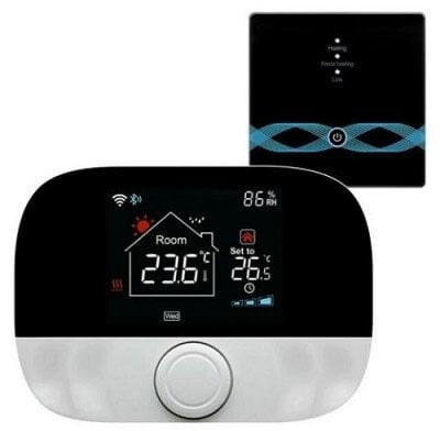 Termostat inteligjent TUYA për kaldajë me gaz, Wi Fi, RF, 3A, ekran i zi