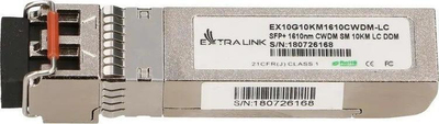 Modul rrjeti Extralink EX.13728 SFP+, 10 Gbit/s, fibër optike 1610 nm, ngjyrë argjendtë