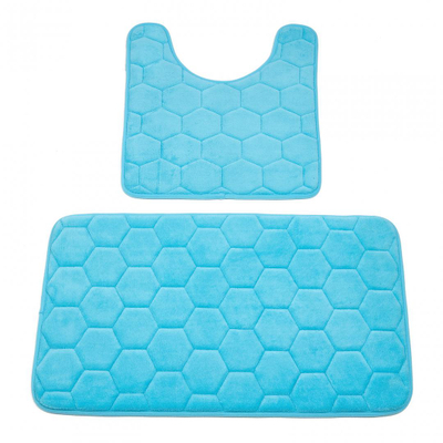 Set tapetë banjoje Heineer, 2 copë, memory foam, turkeze