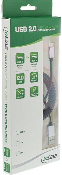 Kabllo USB InLine 35876, USB A në USB C, 0.5 m, e zezë