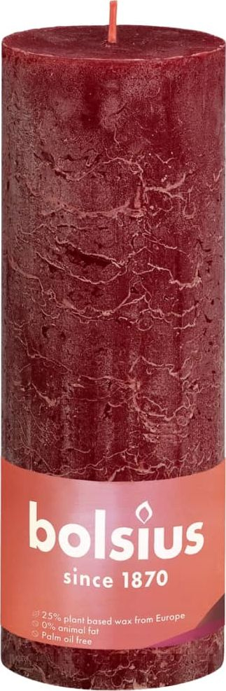 Qirinj pilier Bolsius Shine, set me 4 copë, 190x68mm, velvet red