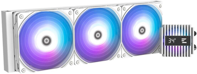 Ftohës PC me tre ventilatorë RGB, ekran temperature, i bardhë