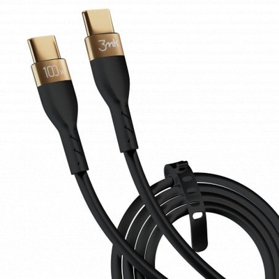 Kabllo karikimi 3MK USB Type C, 2m, 100W, e zezë
