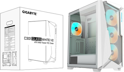 Kasë Gigabyte C301 Glass White V2, Midi Tower
