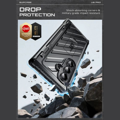 Kllëf telefoni Supcase Unicorn Beetle Pro, për Samsung Galaxy Z Fold7, me xham mbrojtës, i zi