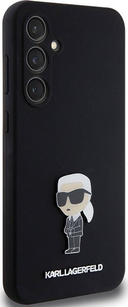 Kapak telefoni Karl Lagerfeld për Samsung Galaxy S23 FE, silikon liquid, dizajn ikonik Karl, i zi