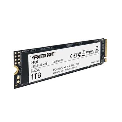 Disk i brendshëm SSD Patriot P300, 1TB, M.2 PCIe Gen 3 x4, NVMe 1.3, i zi