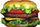 Jastëk dekorativ Splat Planet Burger Cheeseburger, plush, i madh, plot me ngjyra