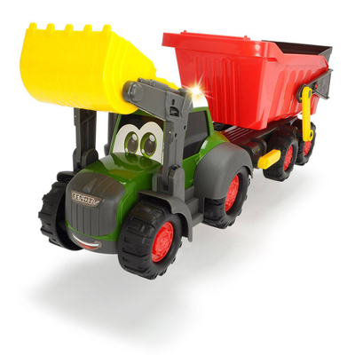 Lodër traktor Dickie Toys Fendt Happy Farm, me drita edhe zëra, set 2 pjesë, shumëngjyrëshe