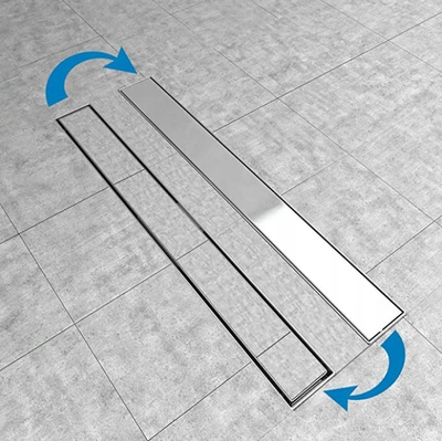 Kanal linear dushi Hydroland Linear Drainage Sleek 800, 80 cm, çelik inox, argjendtë